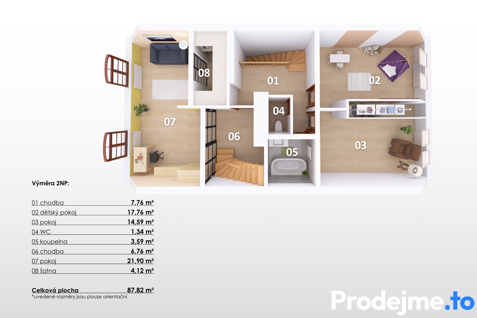 3D půdorys - 2.NP